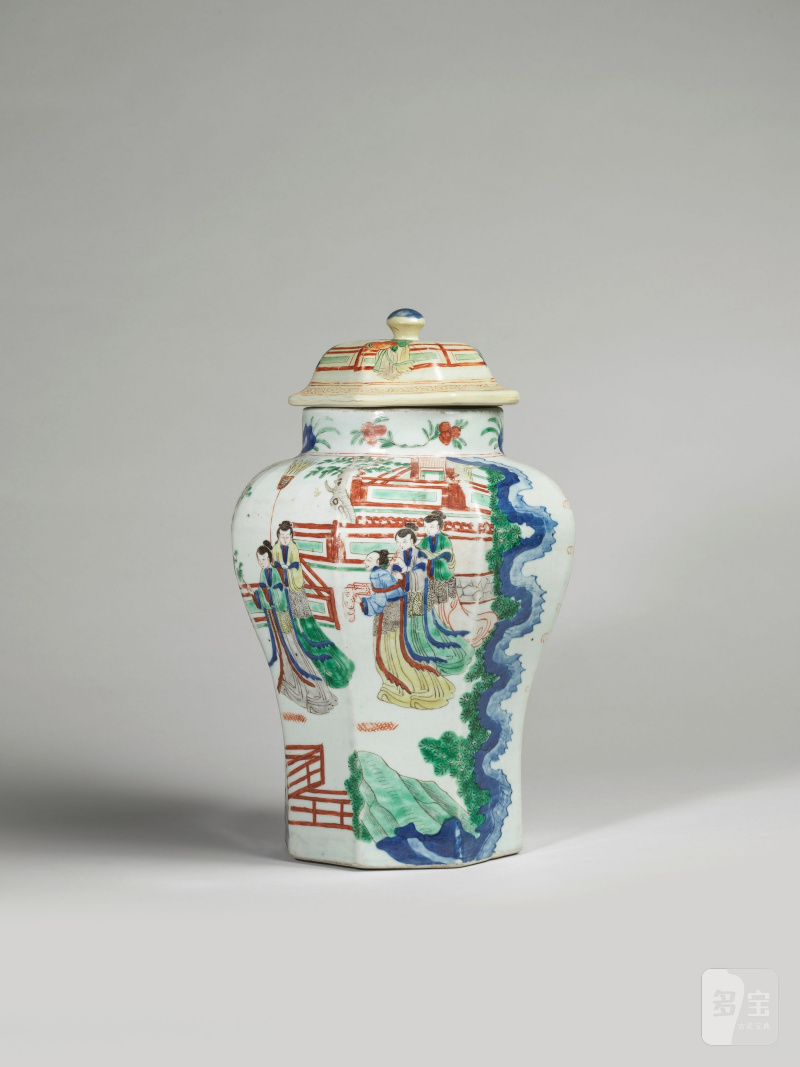 過渡期 十七世紀 五彩人物圖八方蓋罐一對 | PAIRE DE VASES BALUSTRE EN PORCELAINE WUCAI - 图20